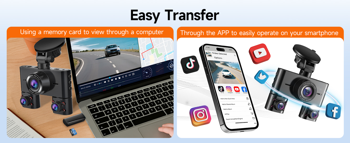 dash cam front and rear 4 channel 360° camera for cars installation