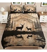 Yopiiefa Deer Bedding Set 3 Pieces Soft Comforter Cover Twin Size with 2 Pillowcases 1 Duvet Cove...