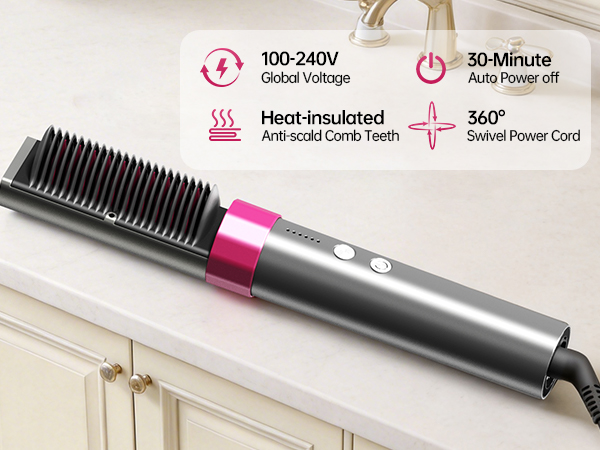 KSKIN Plasma Hair Straightener Brush, Ceramic Heated Straightening Comb