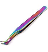 G.S STAINLESS STEEL JEWELER STYLE TWEEZERS #6 MULTI TITANIUM RAINBOW COLOR FINE POINT JEWELRY-MAK...