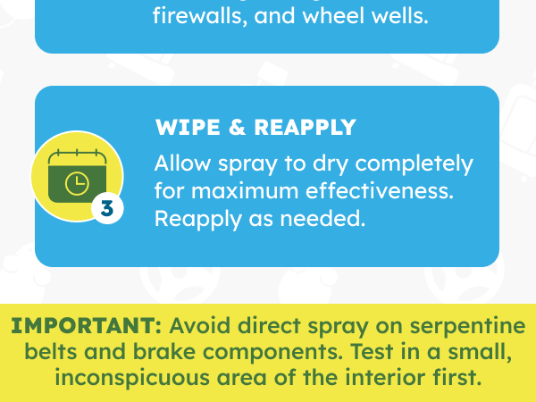 Car rodent repellent spray works under hood and trunk areas