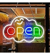 Super Bright Open Signs for Business, 16.5"x 10.2" LED Neon Open Sign, Cloud Light up Sign with 1...