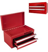 KITLUCK Mini Metal Tool Box, 2-Drawer Top Chest with Ball Bearing Slides, PVC Linerst, Durable Co...