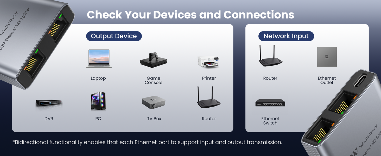 *Each Ethernet port supports input and output transmission.