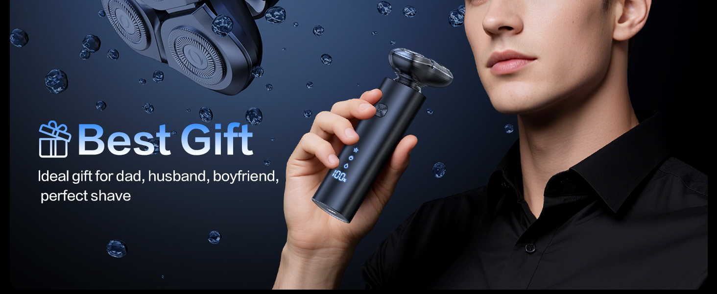 Electric Razor for Men, Men&amp;amp;#39;s Electric Shaver, 3-Blade Rotary Shaving System, Touch Switch