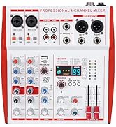 Doslnlya MW-4 Professional 4-Channel USB Audio Mixer Bluetooth 5.0 99 Sound Portable for DJ/Live/...