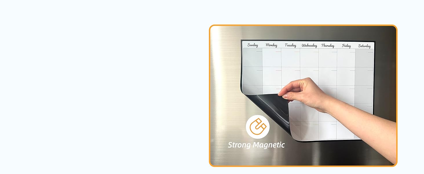 Our combo set has a whole magnetic backside. It sticks onto the fridge without sliding or falling.