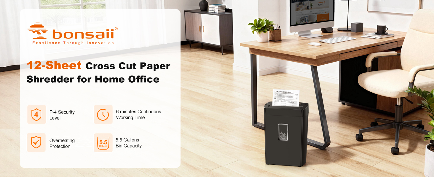 Bonsaii 12-Sheet Cross Cut Paper Shredder