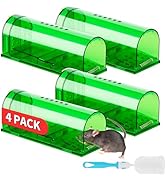 LULUCATCH Humane Mouse Traps 4 Pack, Live Mouse Traps, Reusable with Cleaning Brush, No Kill Catc...