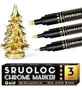 SRUOLOC 3Pcs Liquid Gold Paint Markers, Oil-based Permanent Chrome Maker, Gloss Mirror Marker Rep...