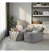 Ganlaila 2Packs 27L Storage Basket Set, Gray Fabric Shelf Organizer with Rope Handles, 16.14L x 1...