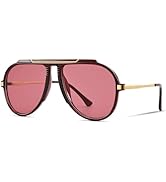 Pro Acme Oversized Aviator Sunglasses for Women Men, 70s Retro Aviators Style with Tangle Free To...