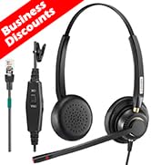 Arama Phone Headset RJ9 with Noise Canceling Mic Telephone Headset Compatible with Polycom Mitel ...