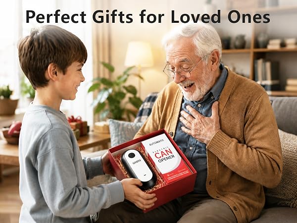 Can opener presented as a practical kitchen gift choice for family, friends, everyday cooking needs