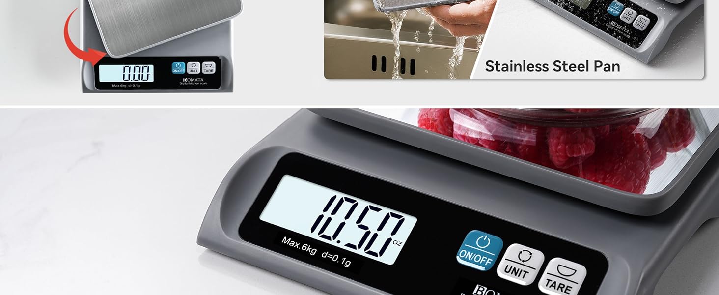 BOMATA 0.1g Food Scale, 13lb Digital Kitchen Scale with Removable Stainless Steel Pan