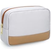 JINSI Small Travel Makeup Bag – Water-Resistant Zippered Pouch (Gray) | Foam padding, multi-pocke...