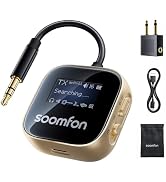 SOOMFON aptX-LL Airplane Bluetooth 5.3 Transmitter for 2 Airpods or Headphones 2-in-1 aptX-HD Air...