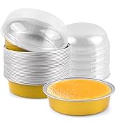 25 Pack Disposable 4 Inch Mini Pie Tins with Lids 8 Oz Golden Aluminum Pie Pan Tins for Baking Ta...