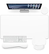 Dapesuom Large Gaming Mouse Pad, White Mouse Pads with Wrist Rest Wrist Support, 4in1 Big XXL Des...