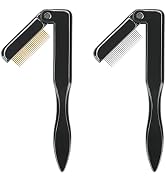 G2PLUS 2PCS Folding Eyelash Comb, Eyelash Separator Tool, Black Eyebrow Comb Metal Teeth, Eyelash...