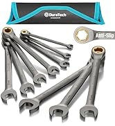 DURATECH Anti-Slip Ratcheting Wrench Set, Combination Wrench Set, 10-Piece, Metric 6-18mm, 72-Too...