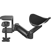 Text reads 'Image 2'. Adjustable ergonomic arm rest attachment with padded elbow support and clamp mount. Features black finish and articulating arm design.