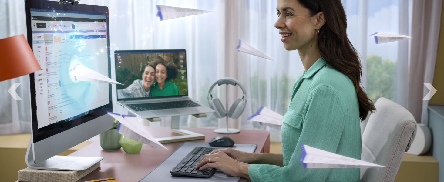 MK955 Slim Wireless Keyboard and Mouse Combo For Larger Hands with Quiet Typing and Clicking