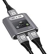 HDMI Switch Splitter 4K@60Hz, Aluminum Bi-Directional HDMI 2.0 Switcher, HDMI Splitter 1 in 2 Out...