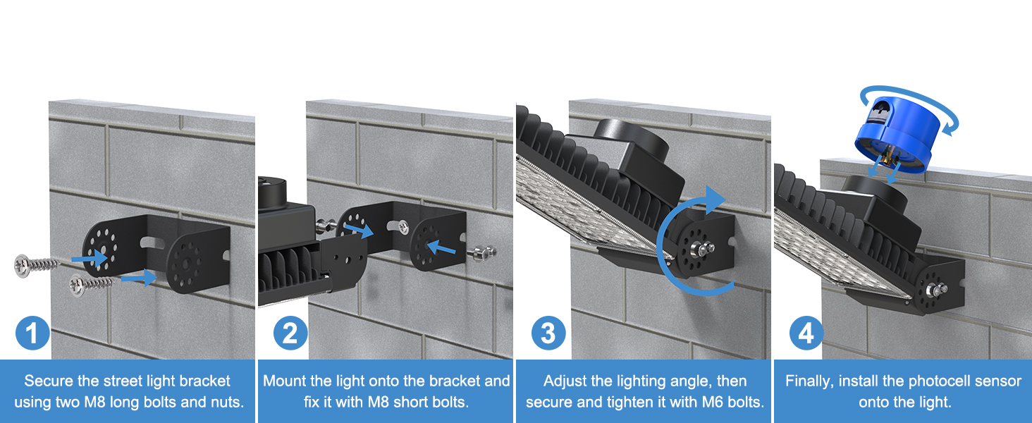 Kekeou 100W LED Flood Light with PhotocellSensor easy installtion