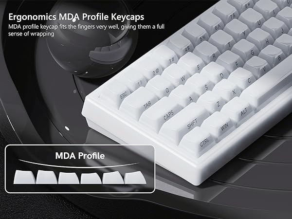 Keyboard Keycaps Jelly - Ceramic Keycaps 75%, Clear White Key Cap, Transparent Side Printed
