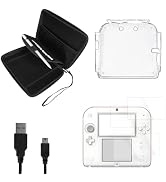 JDGPOKOO 5 in 1 Accessories Kit for Nintendo 2DS, Carrying Case for 2DS, Clear Shell Case, 2 Set ...
