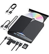 External CD/DVD Drive for Laptop, 7-in-1 DVD Player for Laptop USB 3.0 Portable Burner with SD/TF...