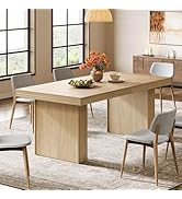 Tribesigns 63 Inches Farmhouse Dining Table for 6, Modern Kitchen Table with Fluted Line for Dini...