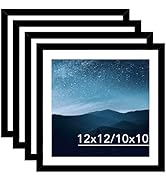 JCJMY 12x12 Picture Frame Set of 4 Black with 10x10 Mat for 30 x 30cm Diamond Art Painting, Displ...