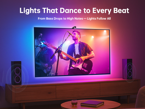 tv led backlight sync to screen behind tv lights that change with tv smart reactive
