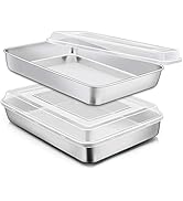 E-far Stainless Steel Baking Pan with Lid, 12? x 9¾ x 2 Inch Rectangle Sheet Cake Pans with Cover...
