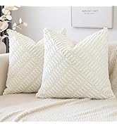 OTOSTAR Soft Corduroy Decorative Throw Pillow Covers 20x20 Inch Farmhouse Boho Home Decor Corss T...