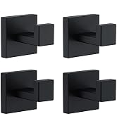 Towel Hooks for Bathrooms, Matte Black Towel Hook for Kitchen Bathroom, SUS304 Stainless Steel Co...