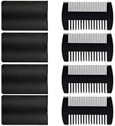 4 Pack Double-Sided Pocket Comb, Wooden Dual Action Beard and Mustache Comb Set with Leather Case...
