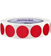 ChromaLabel 1 Inch Round Label Permanent Color Code Dot Stickers, 1000 Labels per Roll, Red