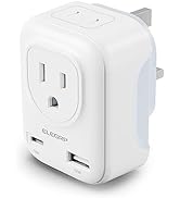 ELEGRP UK Travel Plug Adapter, US to UK Plug Adapter Converter with USB-A &amp; USB-C ports, Type G T...