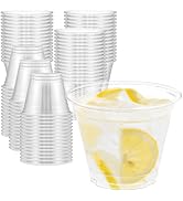 Dealusy 100 Pack 9 oz Clear Plastic Cups, Sturdy &amp; Food Safe Disposable Plastic Cups for Wine Coc...