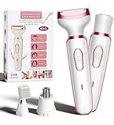 RUIM Women’s Electric Shaver 4-in-1, Painless Hair Remover for Bikini Face &amp; Body, Cordless Wet/D...