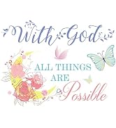 JINGIHE Colorful Bible Verse Wall Decals, with God All Things are Possible Wall Decor, Vinyl Insp...