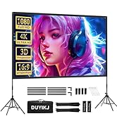 Projector Screen with Stand,DUYIKJ 120 inch Portable Outdoor Indoor Projector Screen Rear Front P...