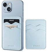 VULKIT Stick on Card Holder Compatible for iphone Leather Cell Phone Wallet Credit Card Case Stro...