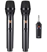 Kithouse K380S UHF Rechargeable Wireless Microphone Karaoke Microphone Wireless Mic Dual with Rec...