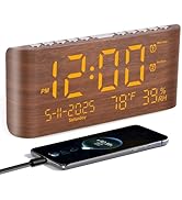 PPLEE 8.7inch Digital Alarm Clock for Bedroom-Digital Clock with Day of Week Month Year Humidity ...