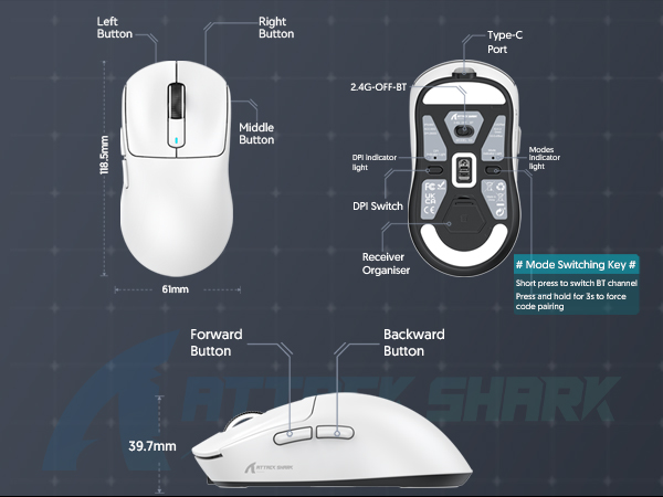 SUPERLIGHT Wireless Gaming Mouse, 49g Ergonomic Computer Mouse