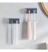 2 PCS Wall-Mounted Toothbrush Holder with Cover, 2-Slot Organizer for Bathroom, Shower, Dorm, Cab...